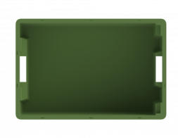 Ящик пластиковый универсальный пищевой конусный сплошной, 600х400х200 мм, зеленый [12.433F.71.PE.R]