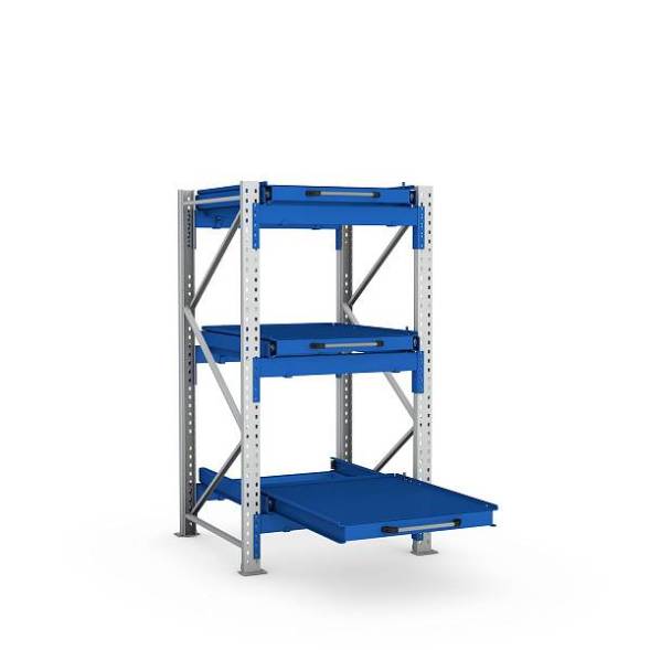 Стеллаж с выкатными платформами 70%, 500кг, 1100х1000х2000мм
