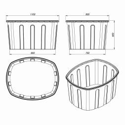 Ванна пластиковая пищевая О, 400 л, HDPE, зеленый [131.0400.401.000]