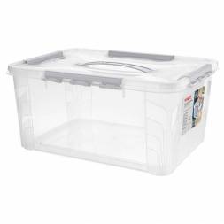 Ящик для хранения универсальный с замками и ручкой Grand box, 15,3л, светло-серый