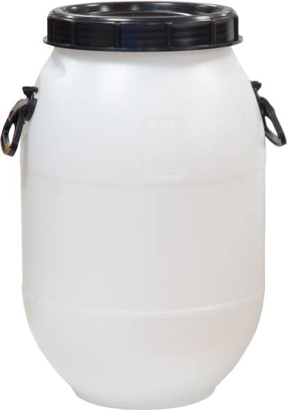 Бочка (бидон) пластиковая круглая с крышкой и ручками, 50 л, белый [БПЗ 50]