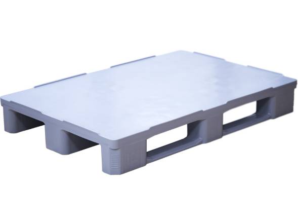 Паллет (поддон) пластиковый сплошной гигиенический на 3-х полозьях, 1200x800х160 мм, серый [IR 1208-3R-G] 