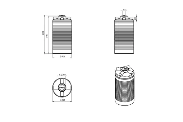 Емкость ЭВЛ-Т 1000л зеленая