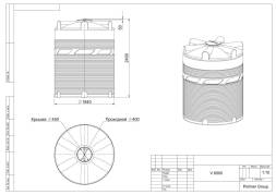Емкость (резервуар) пластиковая вертикальная с крышкой, 6000 л, черный [TV6000S1]