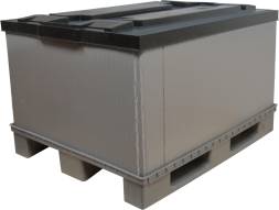 Контейнер сплошной разборный на пластиковый паллет Р-Вох Н700, 1200х800х860 мм, серый [Р-Вох Н700 серый]