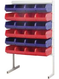 Стойка (стеллаж) односторонняя для хранения мелких предметов, 1000х400х1500 мм, 24 ящика (5003), синий [7010-5003]