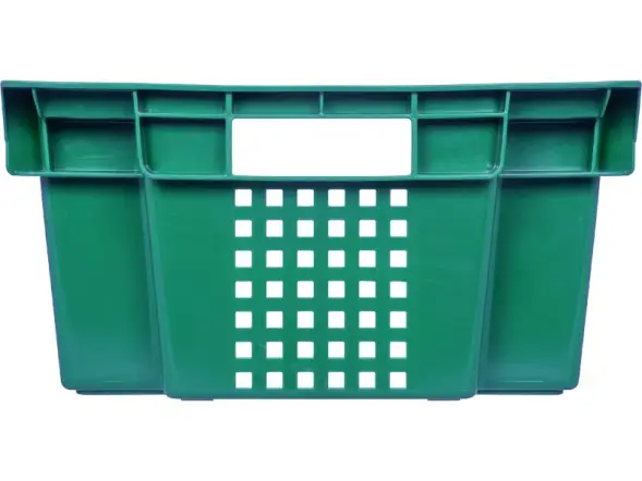 Ящик пластиковый перфорированный, 600x400x200 мм, 48 л, зеленый [102-1]