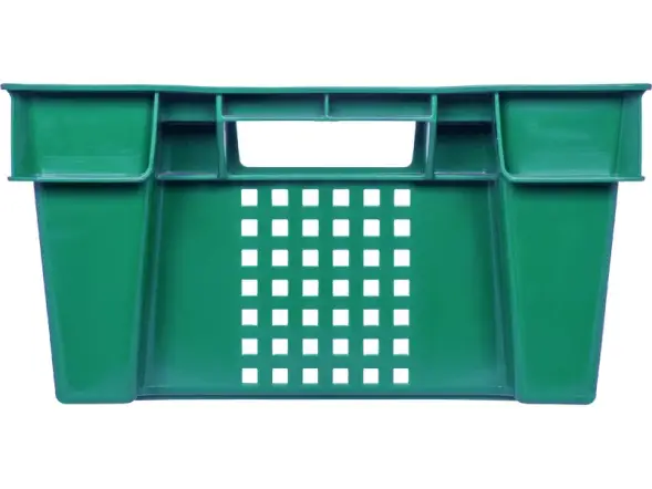 Ящик пластиковый перфорированный, 600x400x200 мм, 48 л, зеленый [102-1]