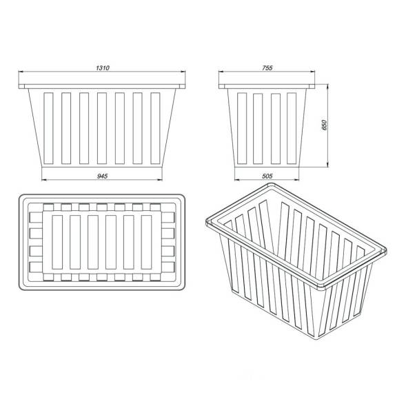 Ванна пластиковая пищевая с крышкой К, 400 л, HDPE, синий [121207.0400.601.002]