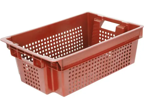 Ящик пластиковый перфорированный, 600x400x200 мм, 48 л, красный [102-1]