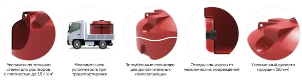 Емкость пластиковая для хранения удобрений (КАС/ЖКУ) ЭКОПРОМ TR, 4500 л, красный [107.4501.101.0]