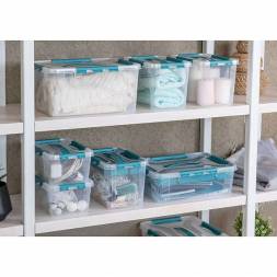 Ящик для хранения универсальный с замками и ручкой Grand box, 6,65л, светло-серый