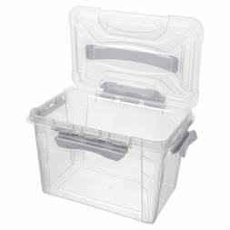 Ящик для хранения универсальный с замками и ручкой Grand box, 6,65л, светло-серый