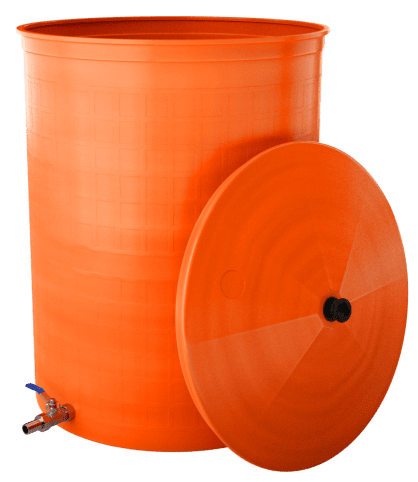 Бочка пластиковая садовая с краном 3/4&quot; из латуни для дождевой воды и полива, 300л, терракотовый [353]
