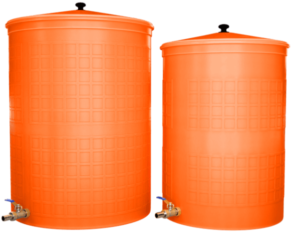 Бочка пластиковая садовая с краном 3/4&quot; из латуни для дождевой воды и полива, 300л, терракотовый [353]