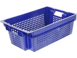 Ящик пластиковый перфорированный, 600x400x200 мм, 48 л, синий [102-1]