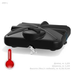 Бак пластиковый душевой с подогревом и уровнемером «РОСА», 200 л, черный [DRS200S112]