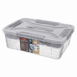 Ящик для хранения универсальный со вставкой-органайзером Grand box, 10л, светло-серый