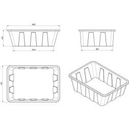 Ванна пластиковая пищевая с крышкой KN, 600 л, 1.0 г/см³, HDPE, синий [121201.0600.601.000]
