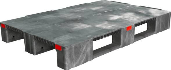 Паллет (поддон) пластиковый сплошной усиленный на 3-х полозьях, 1200x800х150 мм, синий [1200800150-00]