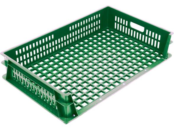 Ящик пластиковый перфорированный, 740x465x200 мм, 55 л, зеленый [404.2-А]