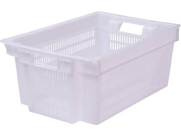 Ящик пластиковый с перфорированными стенками и сплошным дном, 600х400х250 мм, белый [125-1]