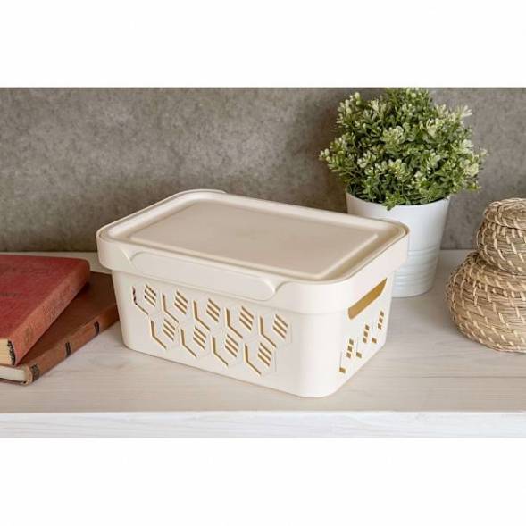 Ящик с крышкой универсальный Deluxe, 4,6л, светло-бежевый