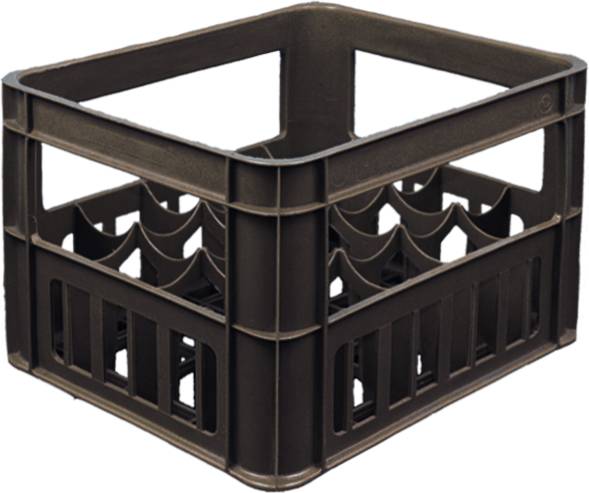 Ящик пластиковый перфорированный для бутылок, 420x340x270 мм, 38 л, черный [419]