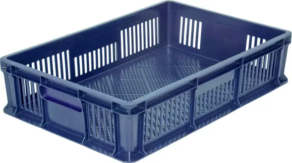 Ящик пластиковый перфорированный, 600×400×140 мм, 27 л, зелёный [705.01.02]