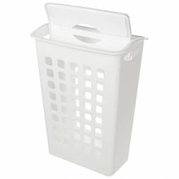 Корзина для белья с поворотной крышкой узкая, белая