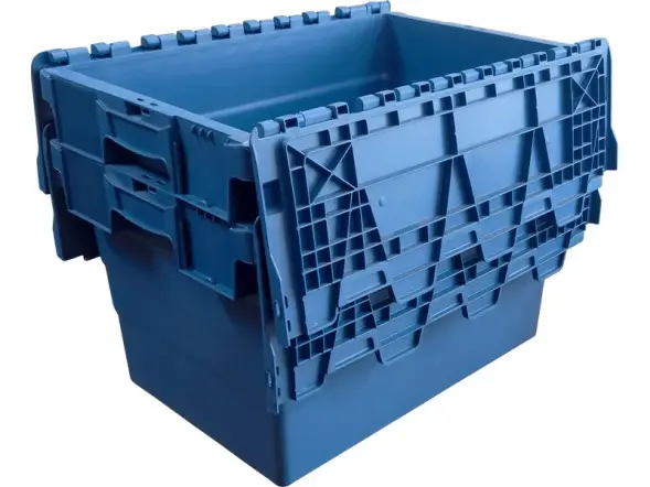 Ящик пластиковый сплошной с крышкой SPKM, 600x400x255 мм, 60 л, синий [SPKM 250]