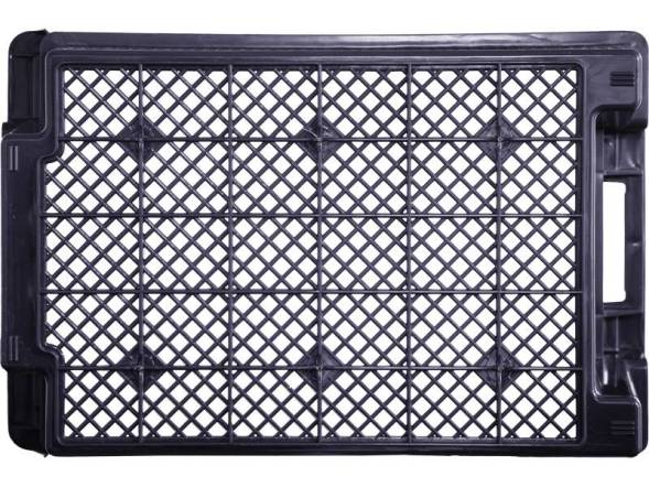 Ящик пластиковый с перфорированными стенками и дном, 600х400х250 мм, черный [125]
