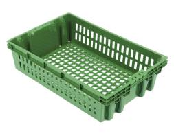 Ящик (евролоток) пластиковый с перфорацией, 600х400х152 мм, зеленый [600400152-02]