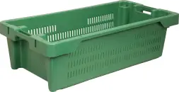 Ящик пластиковый перфорированный, 800x400x225 мм, 72 л, зеленый [211-1]