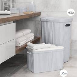 Корзина для белья Velvet, 45л, светло-серый флэк