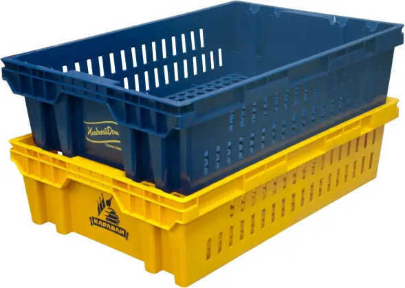 Ящик пластиковый перфорированный, 600x400x152 мм, 27 л, зеленый [403]