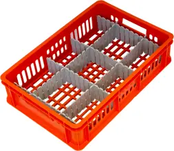 Ящик пластиковый перфорированный, 600x400x150 мм, 28 л, оранжевый [418]