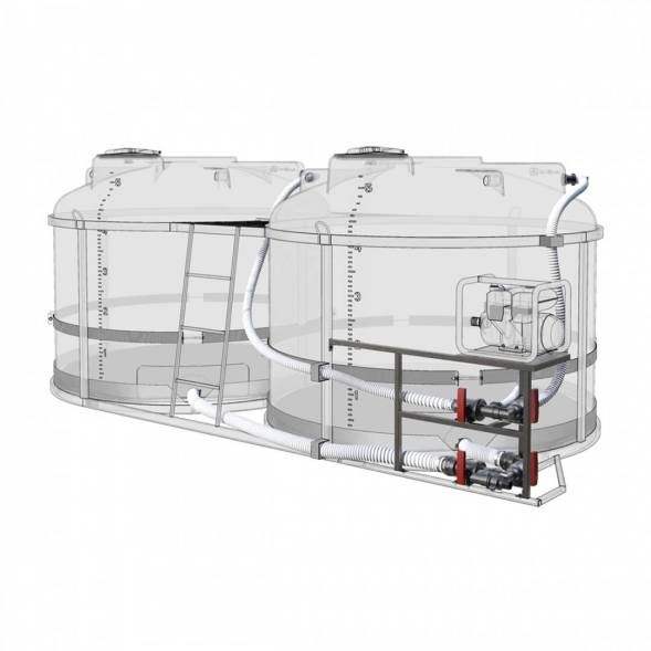 Комплект ПОЛНОГО слива с заправочным модулем и площадкой для мотопомпы G2 на две емкости TRF