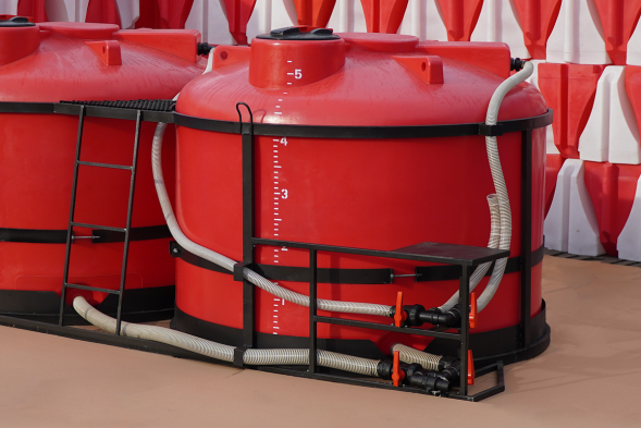 Комплект ПОЛНОГО слива с заправочным модулем и площадкой для мотопомпы G2 на две емкости TRF