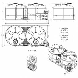 Комплект ПОЛНОГО слива с заправочным модулем и площадкой для мотопомпы G2 на две емкости TRF
