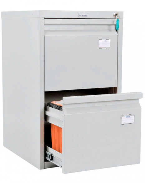 Шкаф металлический картотечный (картотека) ПРАКТИК A-42, А4, 2 ящика, 685x408x485 мм