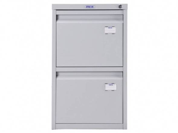 Шкаф металлический картотечный (картотека) ПРАКТИК A-42, А4, 2 ящика, 685x408x485 мм