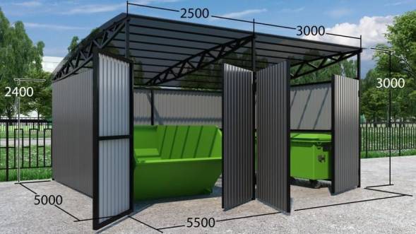 Контейнерная площадка КП14, 5500x5000x3000 мм