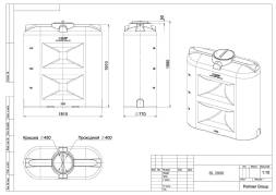 Емкость пластиковая накопительная вертикальная для воды и дизельного топлива, 2000 л, зеленый [TSL2000S2]
