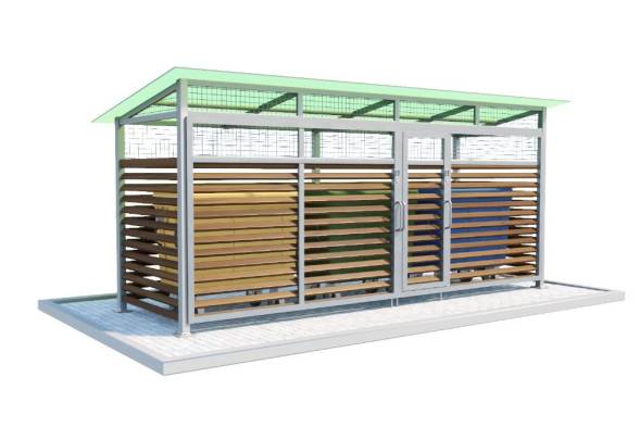 Контейнерная площадка закрытого типа КП19, 4500x2000x2500 мм