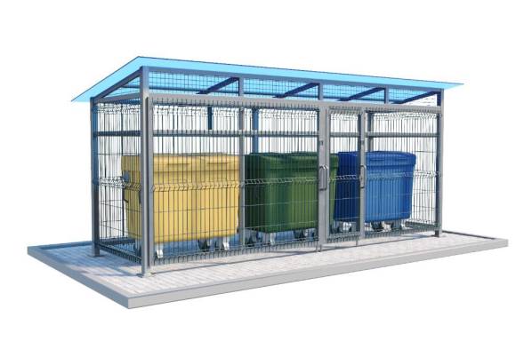 Контейнерная площадка закрытого типа из 3D-панелей КП21, 4500x2000x2500 мм