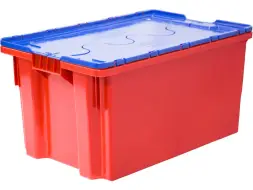 Ящик пластиковый с крышкой сплошной, 600x400x315 мм, красный [601-1 SP ГД М]