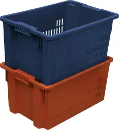 Ящик пластиковый перфорированный, 600x400x300 мм, 52 л, зеленый [602]