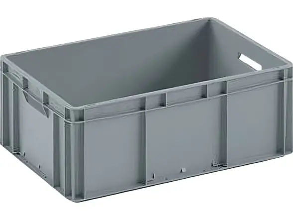 Евроконтейнер пластиковый сплошной, 600х400х220 мм, 44 л, серый [ЕС 6422.1]