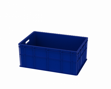 Ящик пластиковый универсальный пищевой сплошной лёгкий, 600х400х259 мм, синий [12.435FL.40.PE.R]